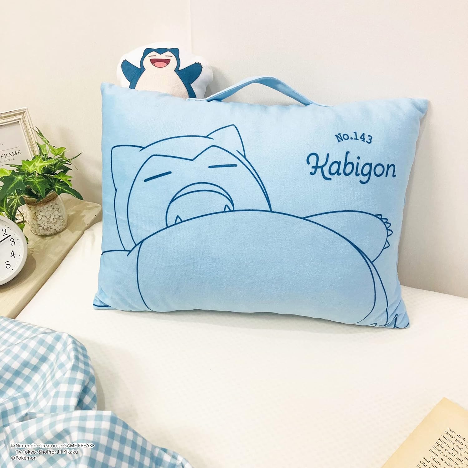 MORiPiLO Plush Pillow Pokemon KABYON (with Mascot) Handle Attached Compact Cushion Goods Stuffed Toy Nap Pillow 11 x 15.4 x 3.5 inches (28 x 39 x 9 cm) Blue Character Pillow by Morishita