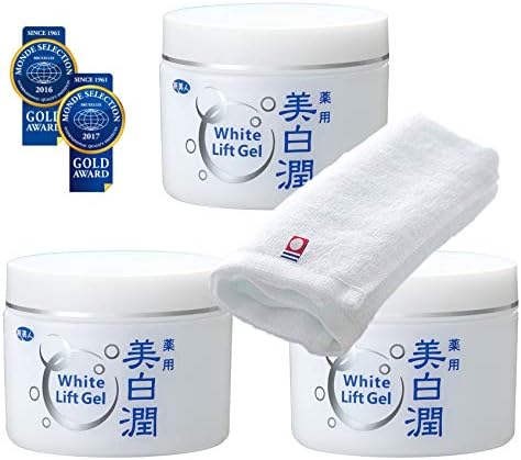 Azuma Shouji White Lift Gel, Bihaku Jun Skin Whitening Treatment, 2.8 oz (80 g), Pack of 3, 72 Beautifying Compounds, Whitening Cream, Traveling Beauty, All-in-One Gel (Bargain Set at the Same Price with Imabari Towel Included).