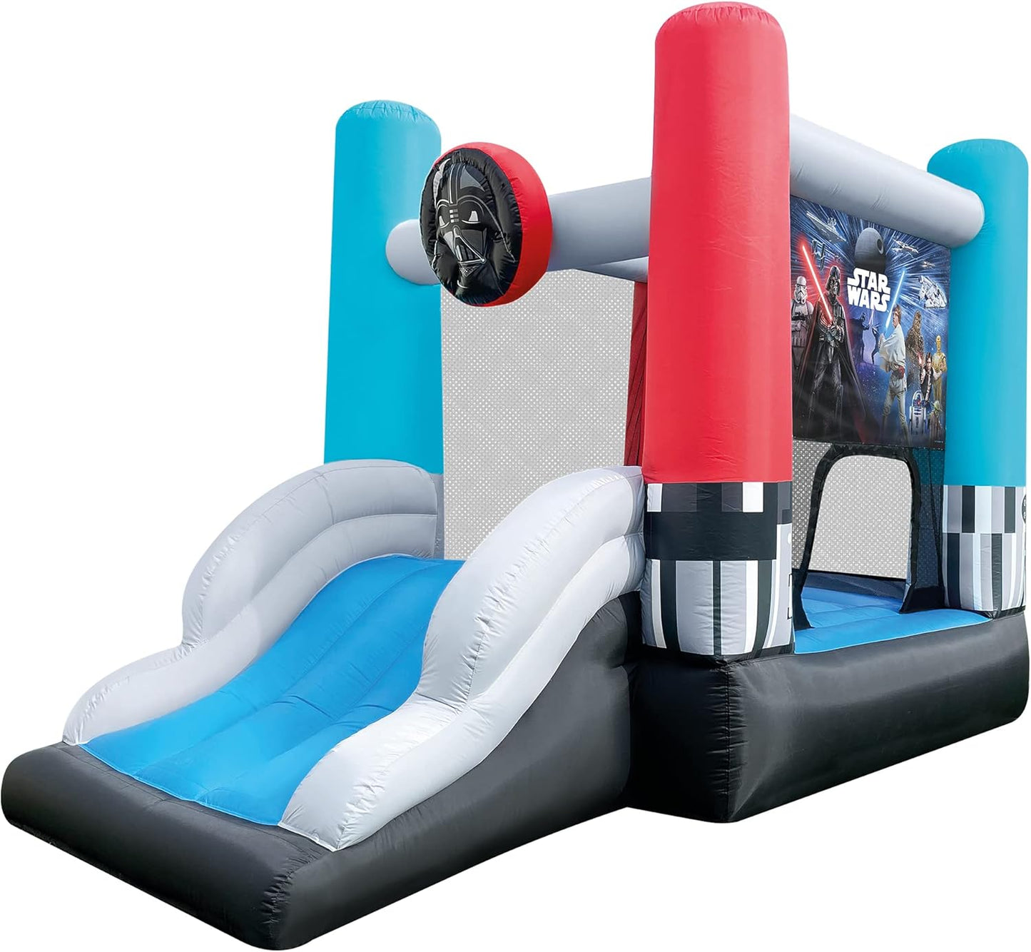 Casa de rebote hinchable Funormous Star Wars con tobogán, Darth Vader inflable para interior y exterior, sable de luz de Luke Skywalker, castillo hinchable divertido para niños de 3 a 8 años
