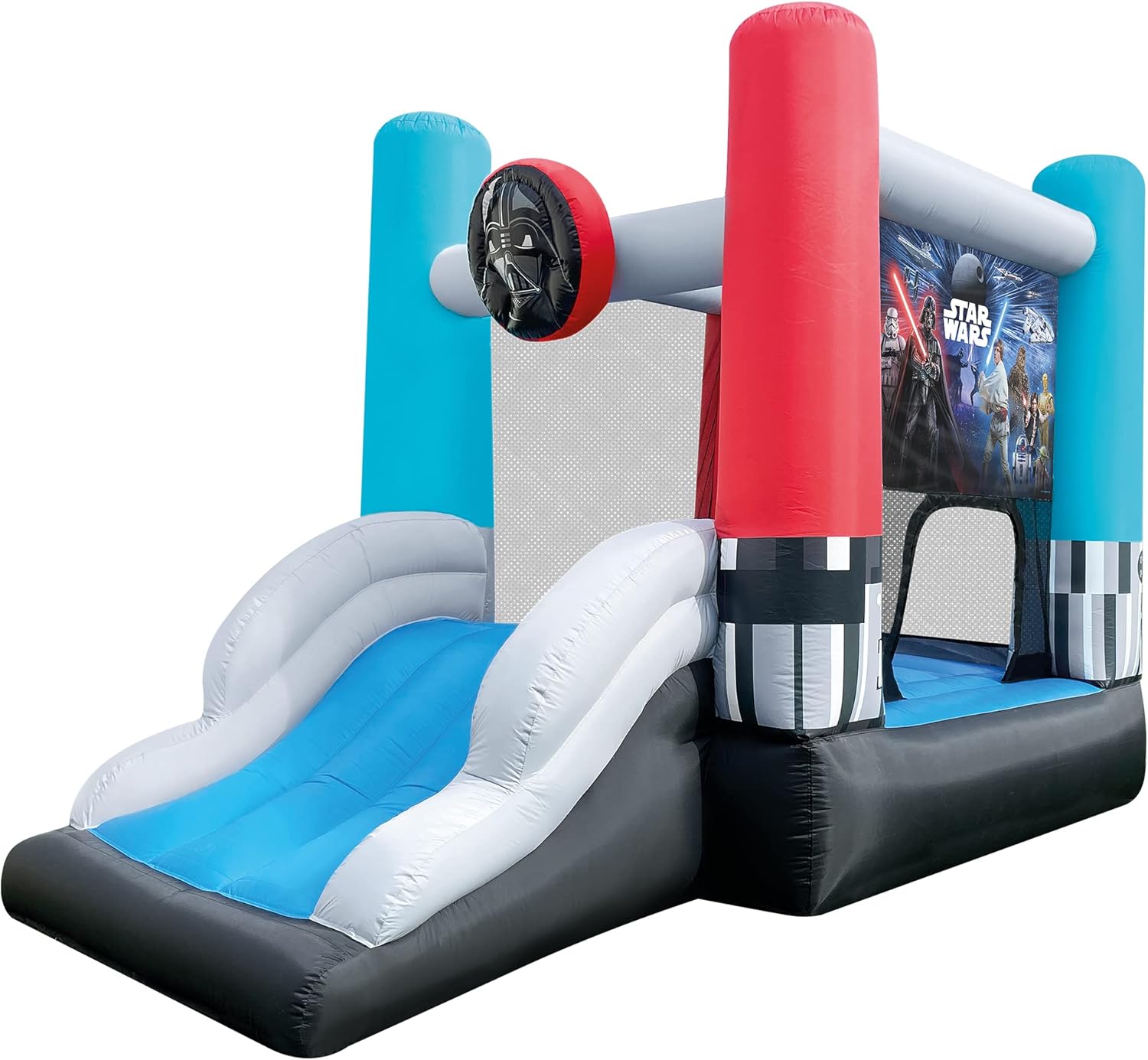 Casa de rebote hinchable Funormous Star Wars con tobogán, Darth Vader inflable para interior y exterior, sable de luz de Luke Skywalker, castillo hinchable divertido para niños de 3 a 8 años