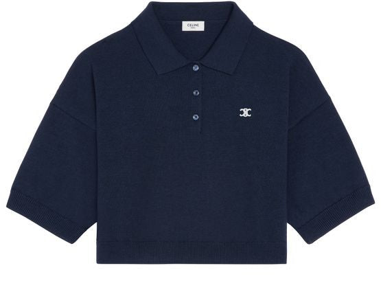 CELINE Triomphe cropped polo in wool - Image 2