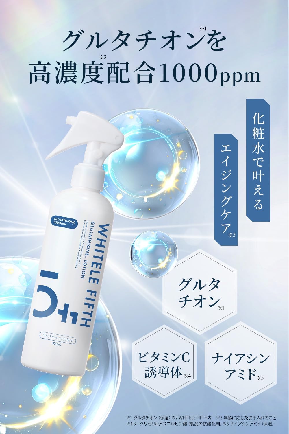 Glutathione Lotion, 10.1 fl oz (300 ml), Mist Type, Spray Bottle, Large Capacity, Glutathione, Niacinamide, Vitamin C Derivative, Aging Care, Whitening Care, Moisturizing, Dryness