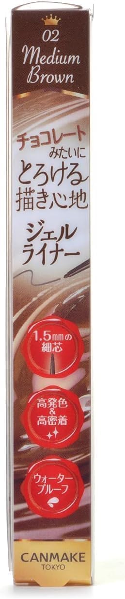 Can Make Gel Creamy Touch Liner 02 Medium Brown Smooth Eyeliner with Monomoshop Original Logo Package E