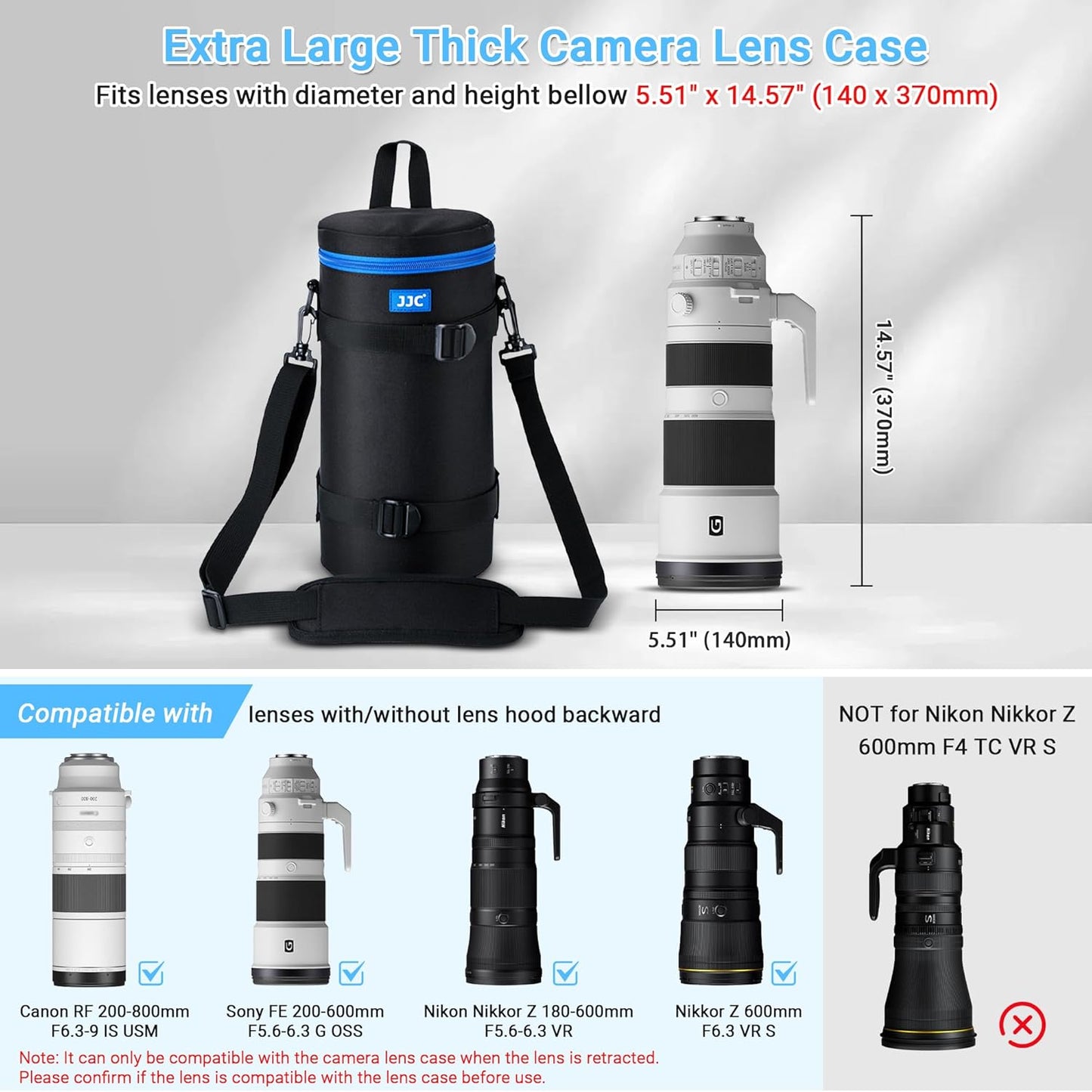 JJC DLP Series Lens Pouch Case Bag, Black, Compatibility