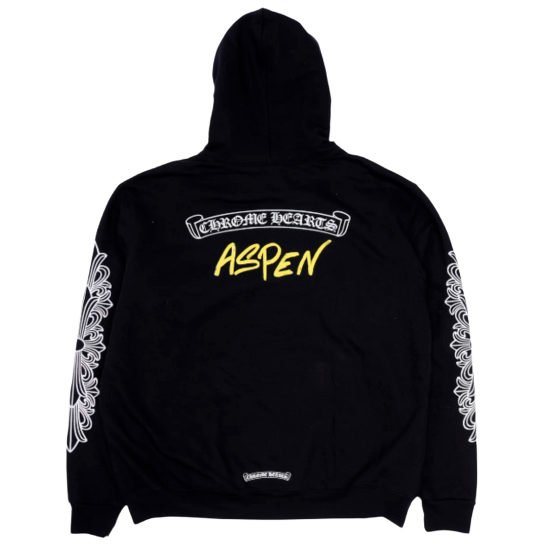 CHROME HEARTS 'ASPEN EXCLUSIVE' BLACK THERMAL LINED ZIP UP HOODIE