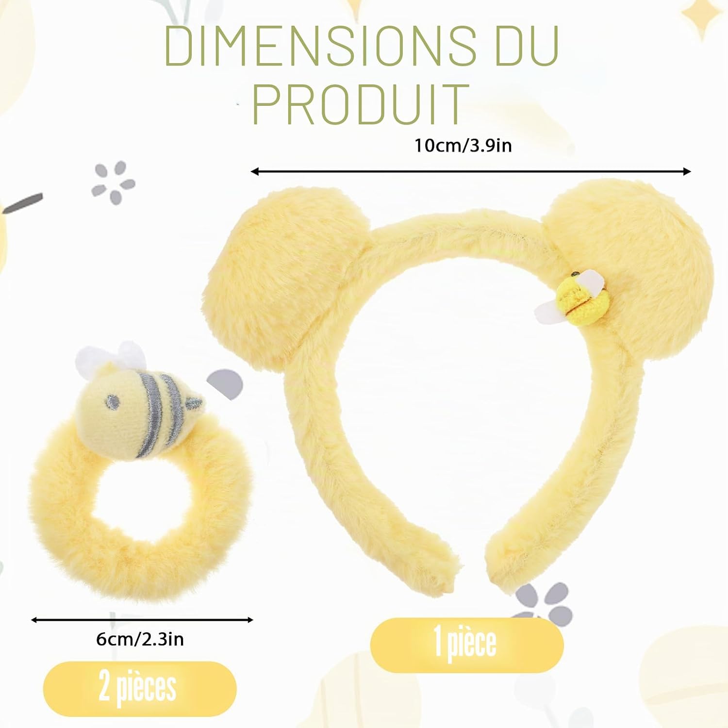 Ptwola 3 Pack Yellow Bear Ears Headbands Cute Headbands for Party Makeup Face Wash Accessories for Halloween Festival Cosplay Party