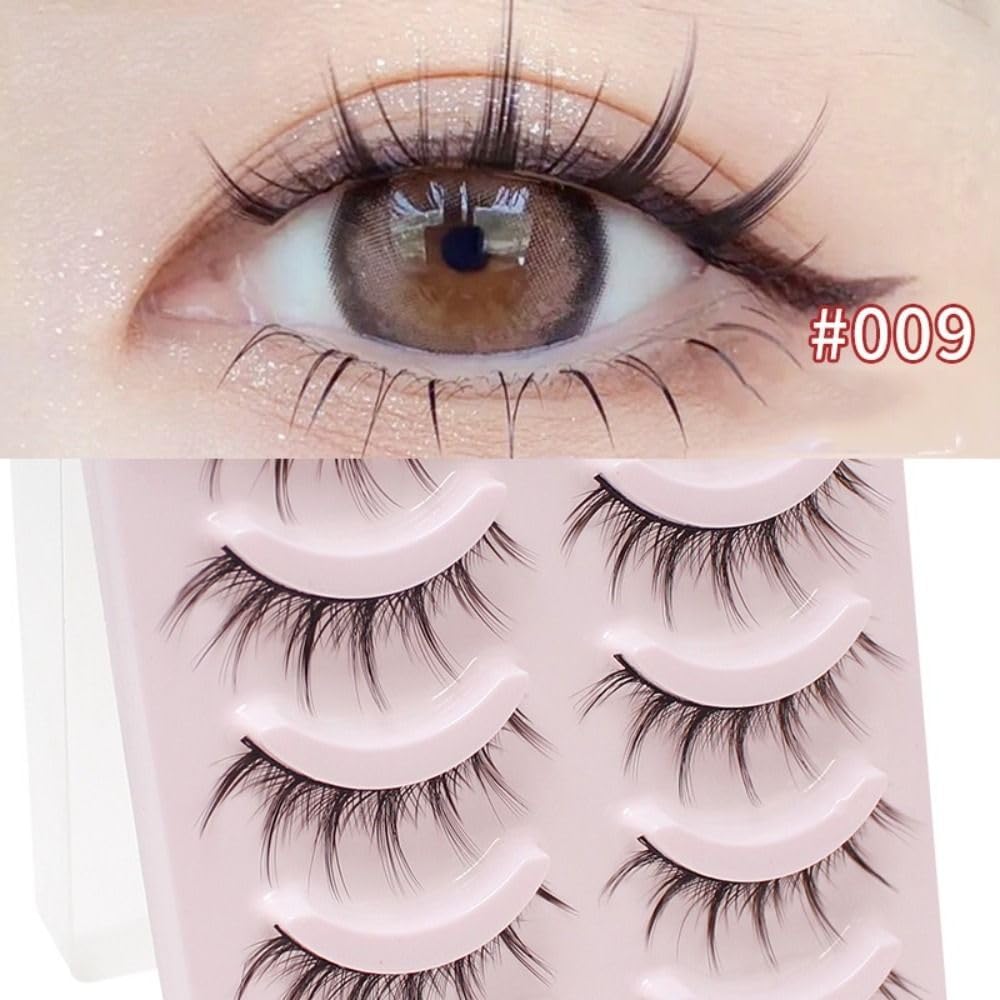 5 Pairs False Eyelashes, For Upper Eyelashes, Natural Black Core, Soft Core, Ultra Lightweight, Soft, Handmade, Reusable, Thin Makeup, Lifestyle Makeup, 0.5 inch (12 mm), Full Strip Eyelashes for