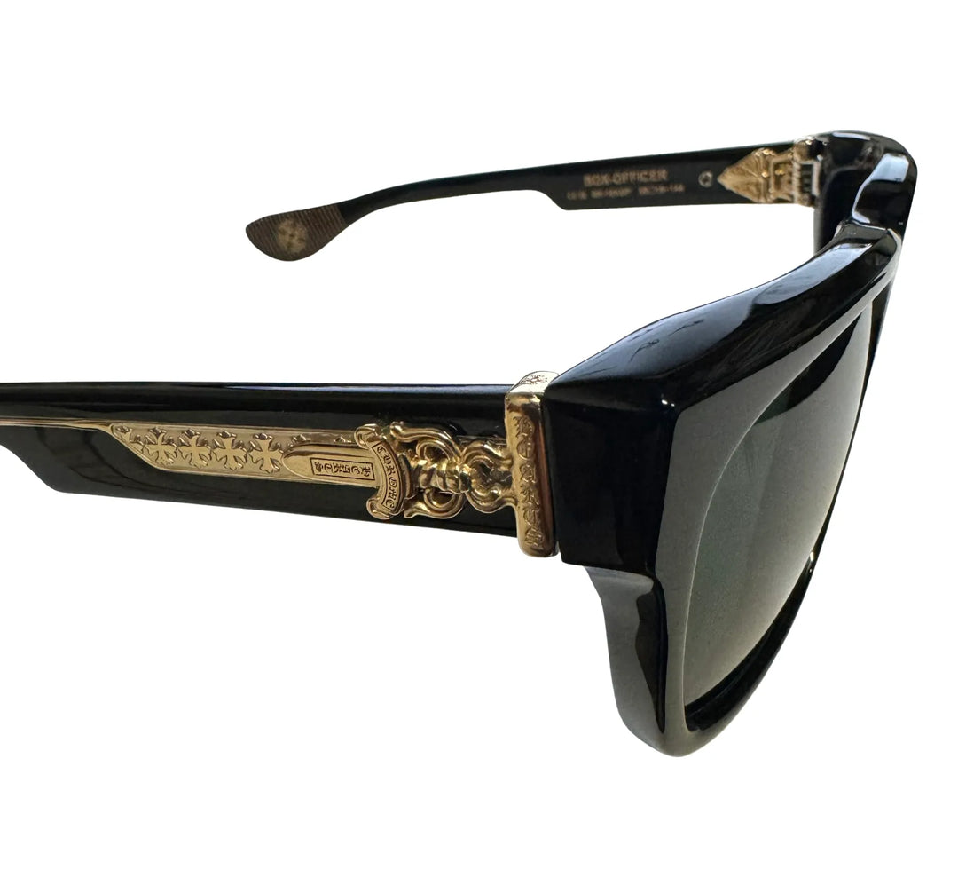 CHROME HEARTS 'BOX OFFICER' 18K BLACK SUNGLASSES