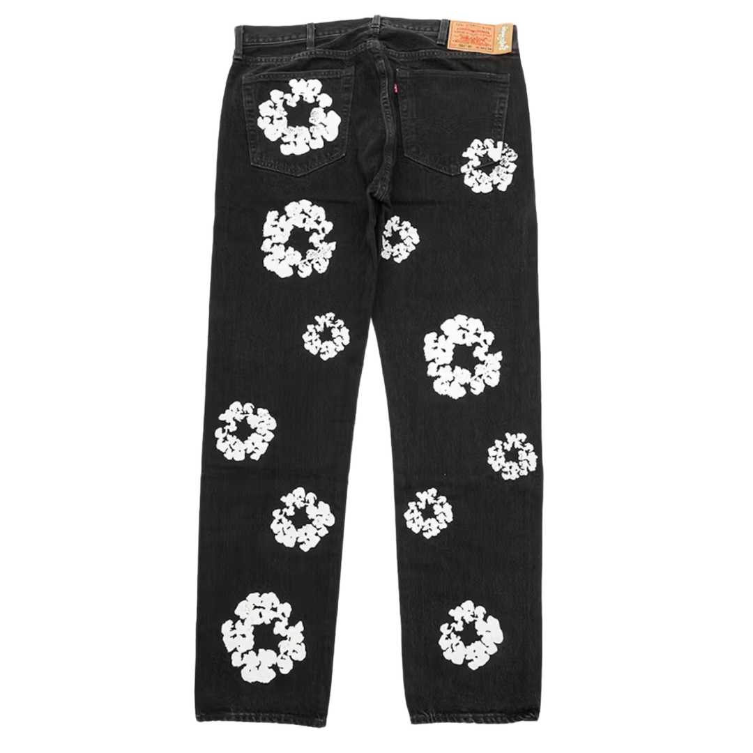 DENIM TEARS X LEVI'S 'COTTON WREATH' BLACK JEANS