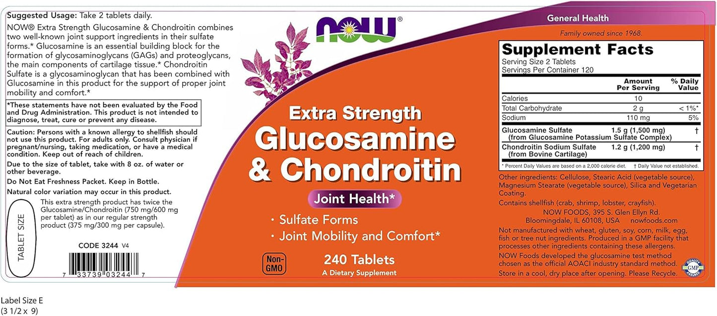 Glucosamine & Chondroitin (Extra Strength) 240 Tablets