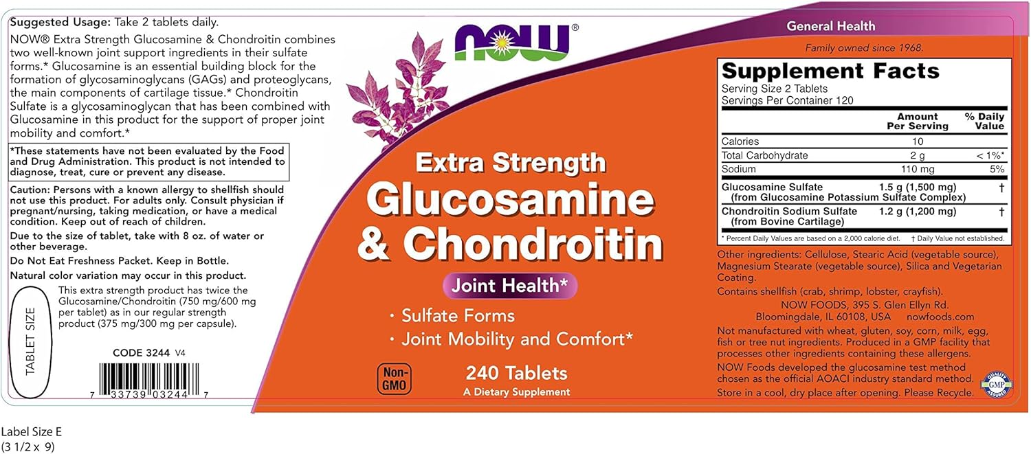 Glucosamine & Chondroitin (Extra Strength) 240 Tablets