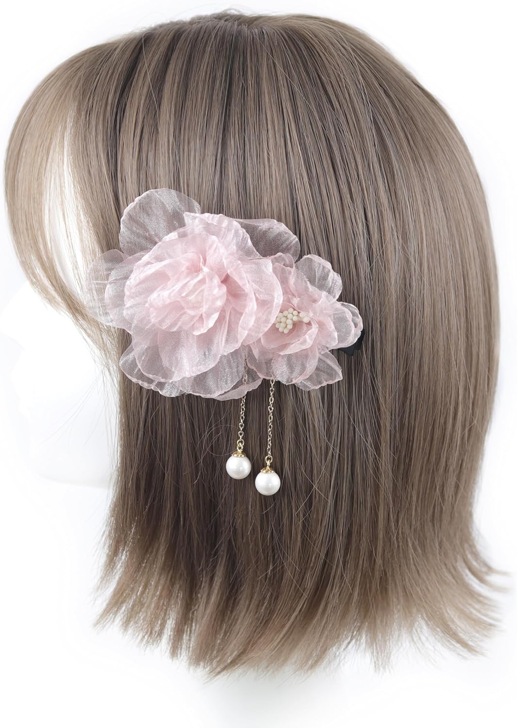 [NANA Handmade] Hair Ornament, Clip, Swaying Pearl Beads, Yukata, Kimono, Fireworks Display, Simple, Flower, Short, Hakama, Coming-of-Age Ceremony, Graduation Ceremony, Front Photography, Bride