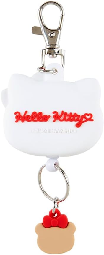 Sanrio 168645 Face Shaped Reel Key Holder, Hello Kitty Key Mascot, Hello Kitty, 5.1 x 1.9 x 0.7 inches (13 x 4.9 x 1.8 cm), Character