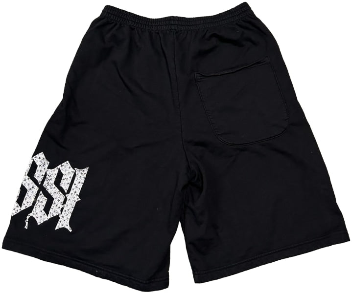 BOSSI 'MOHAWK RED SKULL' RHINESTONE SWEATSHORTS