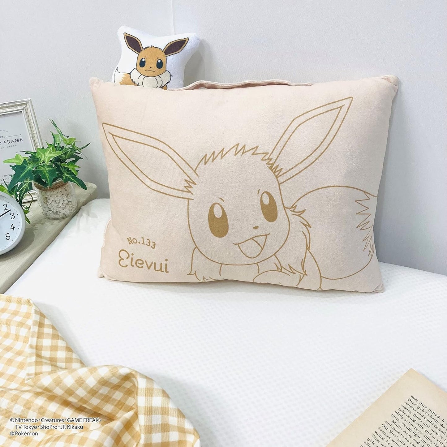 MORiPiLO Plush Pillow Pokémon Eevee (with Mascot) Handle Attached Compact Cushion Goods Stuffed Toy Nap Pillow 11 x 15.4 x 3.5 inches (28 x 39 x 9 cm) Yellow Character Pillow by Morishita