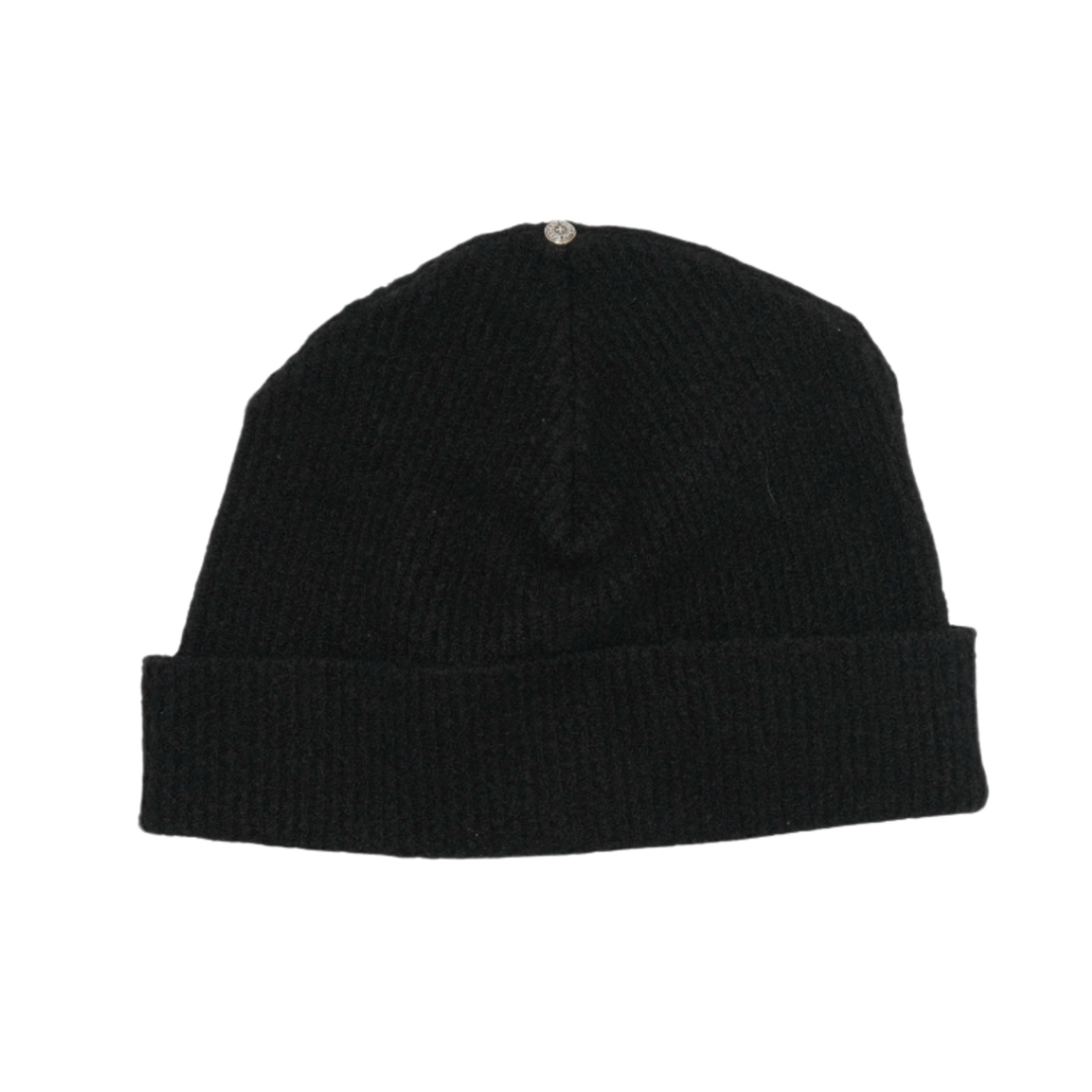CHROME HEARTS 'PONY HAIR CROSS PATCH' BLACK BEANIE