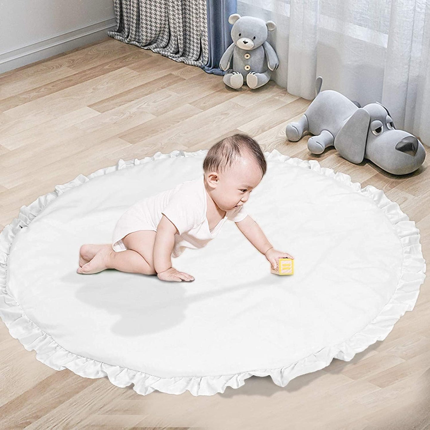 Baby Play Mat, Round Baby Mat, Stylish, Play Mat, Rug, Circle Mat, Baby Crawl Mat, Soft, Cotton, Blanket Lace Pad, Super Soft, Washable, Washable, Removable, Fluffy, Thick, Baby Gift, Baby,