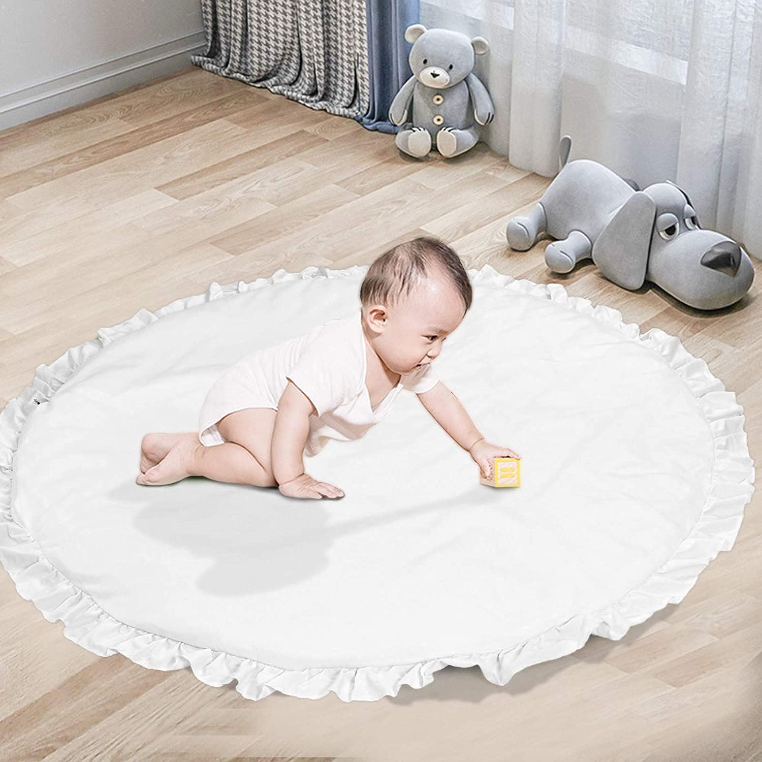 Baby Play Mat, Round Baby Mat, Stylish, Play Mat, Rug, Circle Mat, Baby Crawl Mat, Soft, Cotton, Blanket Lace Pad, Super Soft, Washable, Washable, Removable, Fluffy, Thick, Baby Gift, Baby,