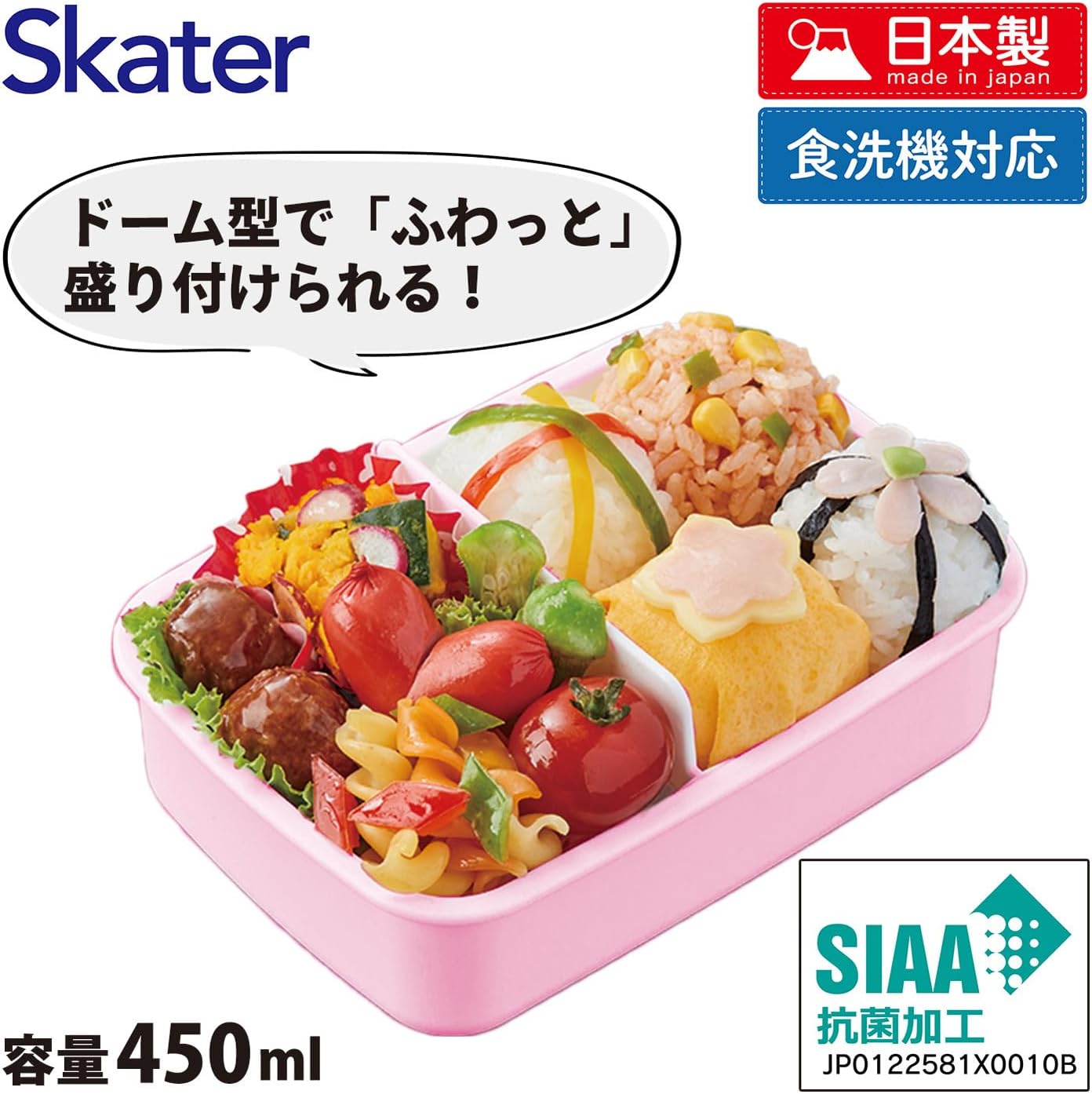 Skater RBF3ANAG-A Lunch Box for Kids, 15.2 fl oz (450 ml), Fluffy Dome Lid, Single Tier, Made in Japan, Sanrio, My Melody, Big Ribbon, for Girls
