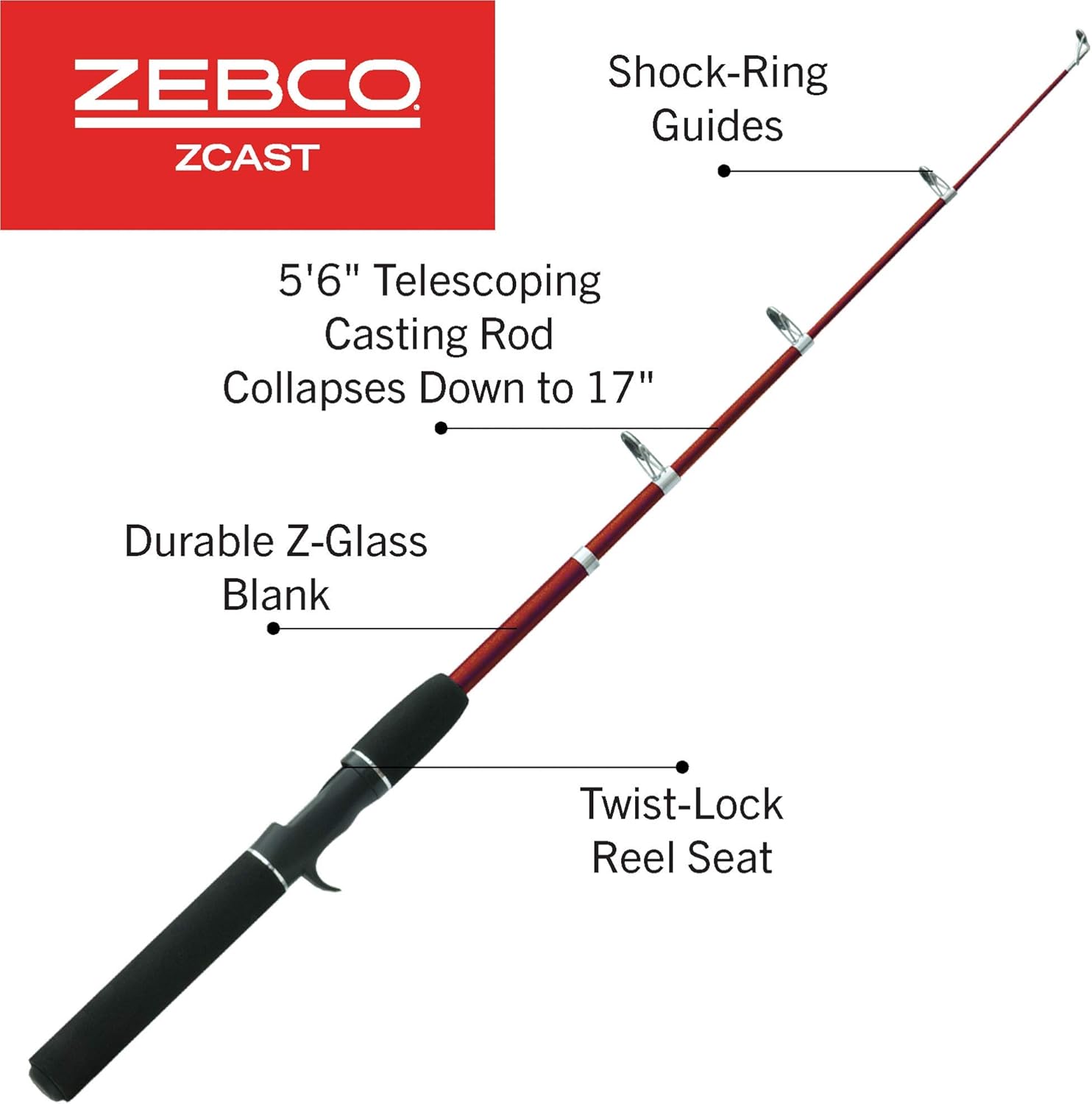 Zebco Z-CAST Casting or Spincast Rod