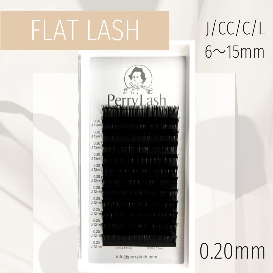 [FLAT LASH] PERRY LASH Flat Lash Thickness 0.2mm Curl J C CC L Length 6mm - 15 mm Eyelash Extensions (0.5 inch (12 mm, J Curl)