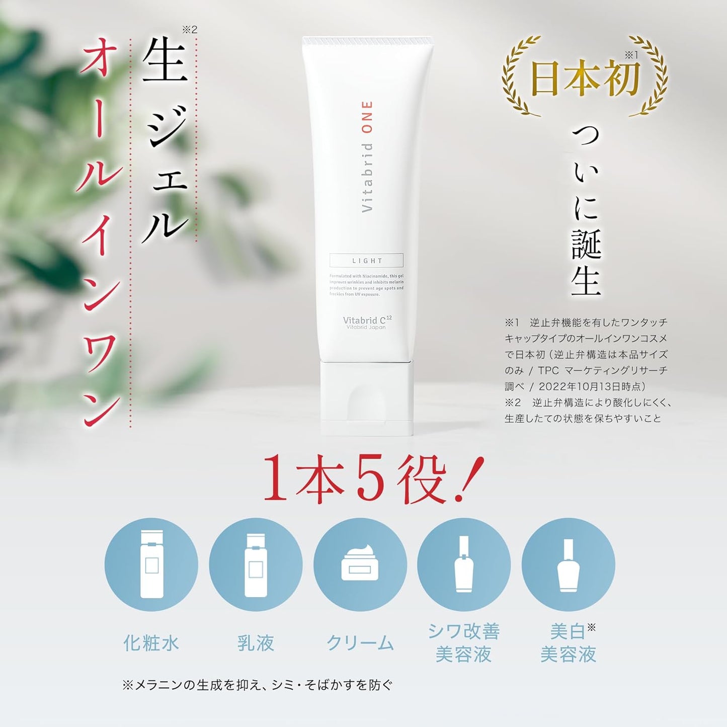 Vitabrid One Moist All-in-One Gel, Quasi-Drug, 2.5 oz (70 g), Niacinamide Fresh Tube