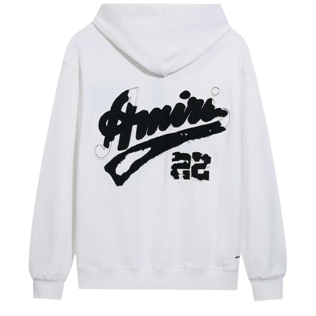 AMIRI 'DISTRESSED LOGO 22' WHITE HOODIE