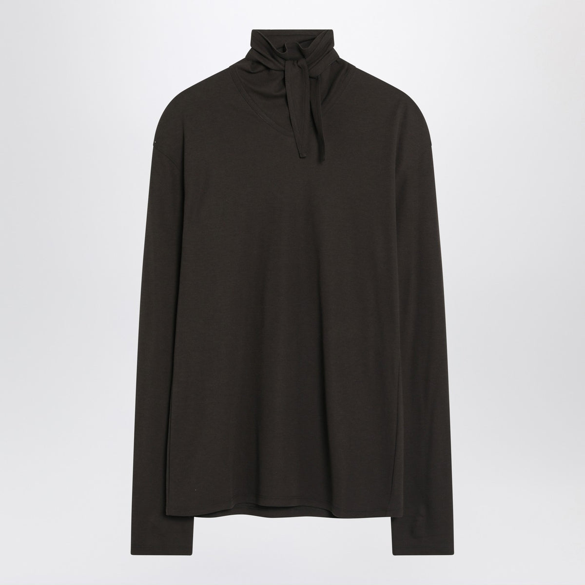 Lemaire 統合されたスカーフを備えたLemaire Brown Turtleneck - Image 2