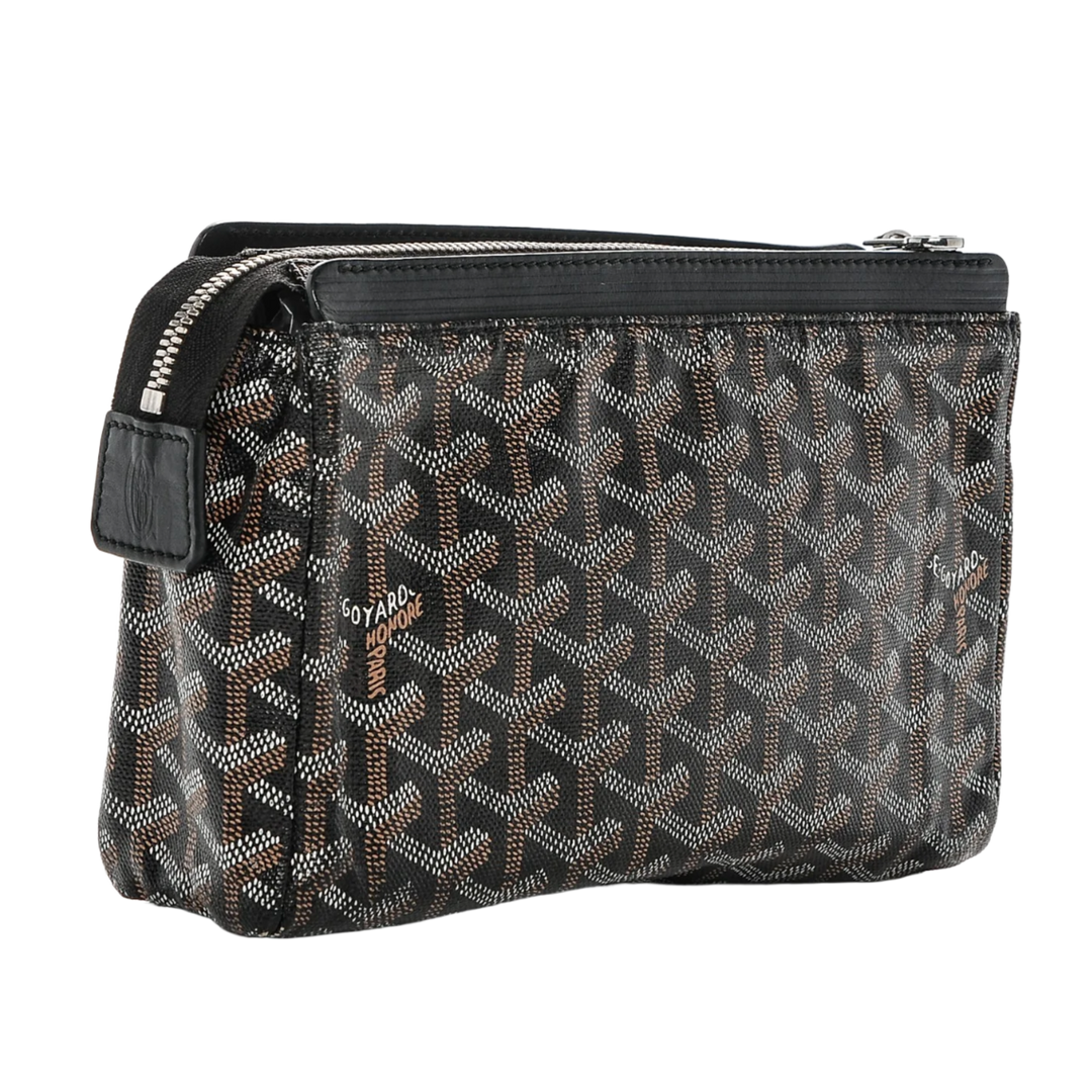 GOYARD 'GOYARDINE MIROIR' BLACK PM TOILETRY BAG