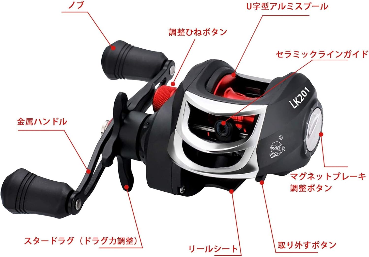 Bait Reel, Saltwater Fishing, Freshwater Fishing, Magnetic Brake, 7.2:1 Gear Ratio, 17+1BB, Maximum Drag Force, 17.6 lbs (8 kg), Bass Fishing, Fishing Reel, Lightweight, Left/Right Handle, Right