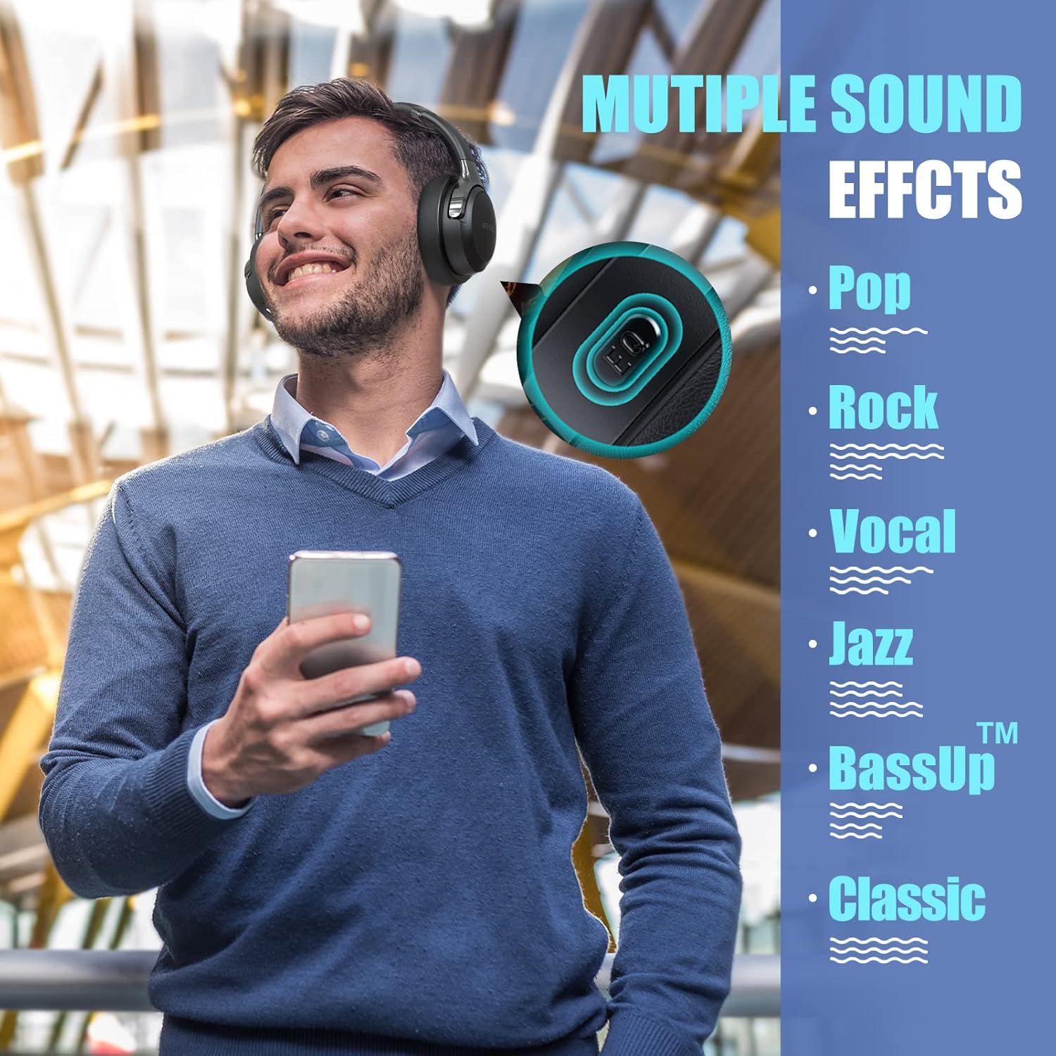 BERIBES 663522728 Bluetooth Headphones, 65 Hours Playback, 3 EQs