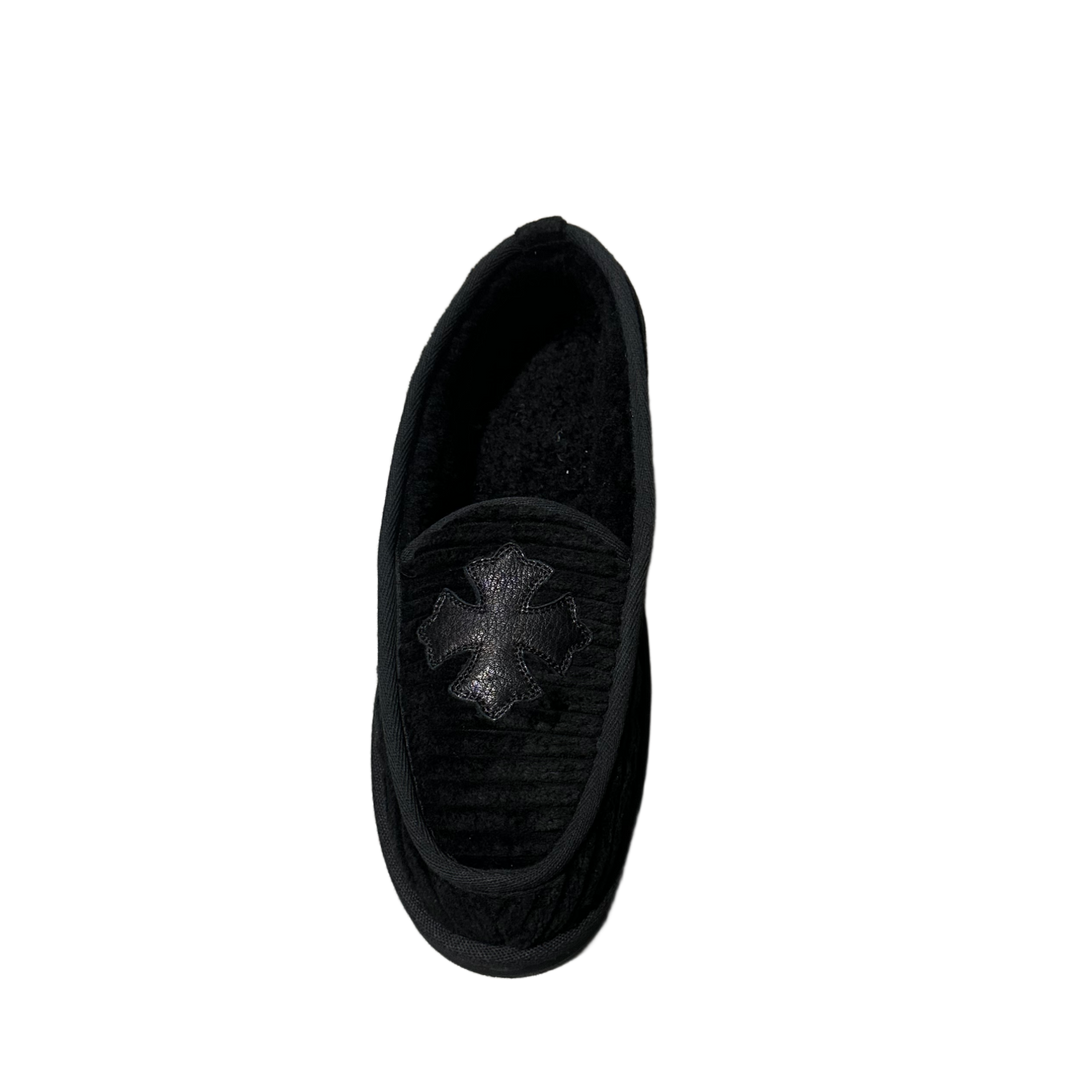 CHROME HEARTS 'BLACK' CROSS HOUSE SLIPPERS