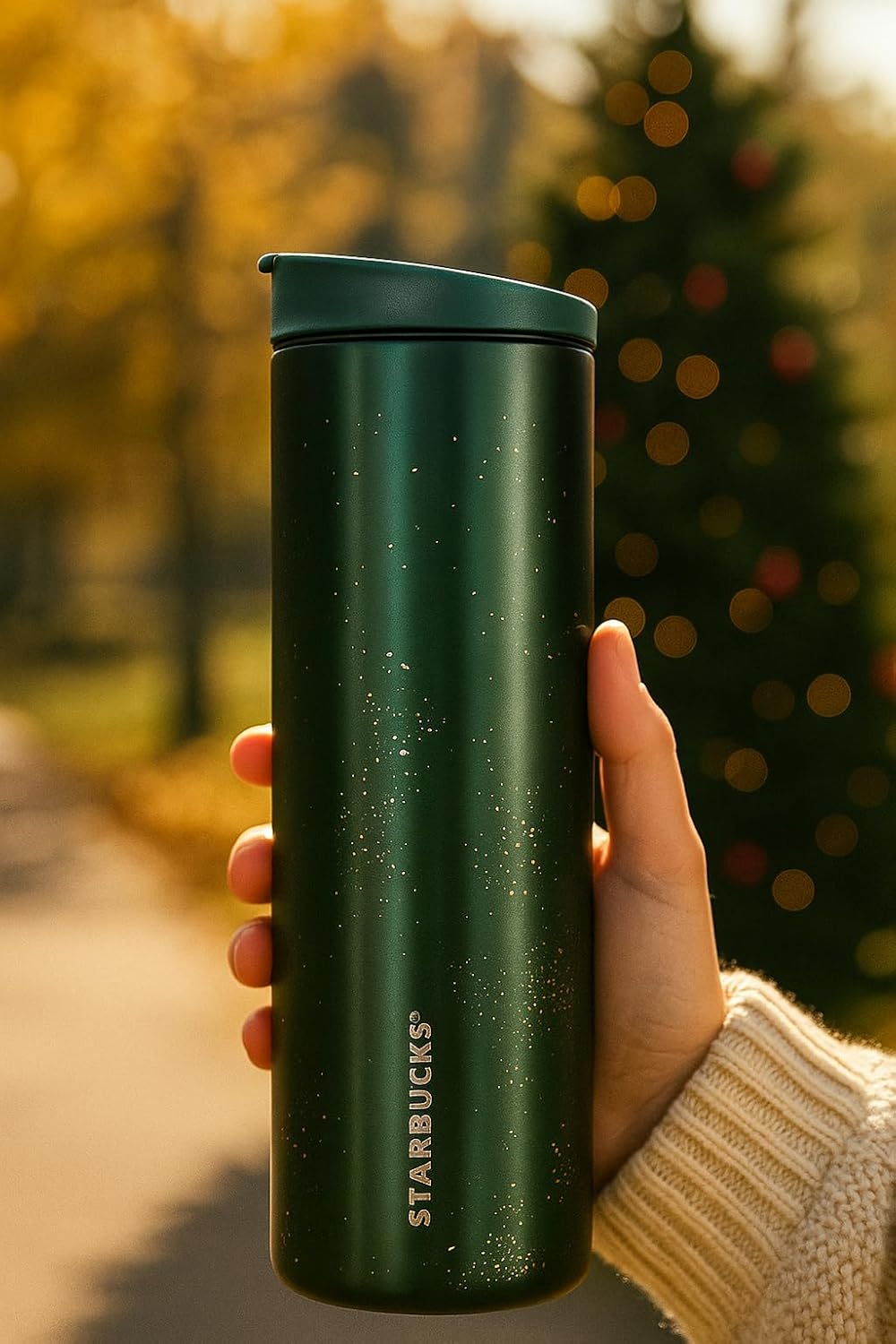 Starbucks Vaso de acero inoxidable con motas doradas de 16 oz | Taza de viaje con aislamiento de doble pared | Vajilla metálica de lujo | Vaso de viaje con moteado dorado, con aislamiento de doble pared, vasos metálicos de lujo