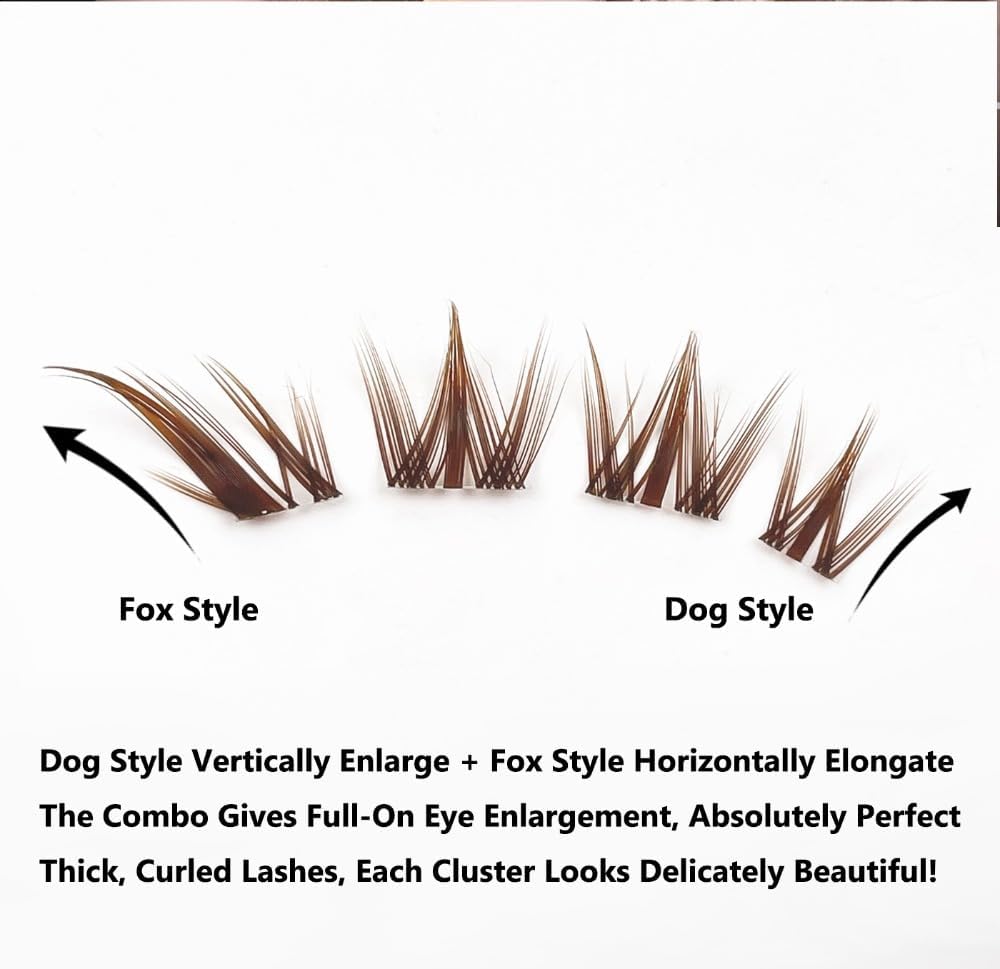 80pcs False Eyelashes Glueless Caramel Brown Fox & Dog Style Individual Natural Cartoon Anime False Eyelashes DIY Eyelash Extensions