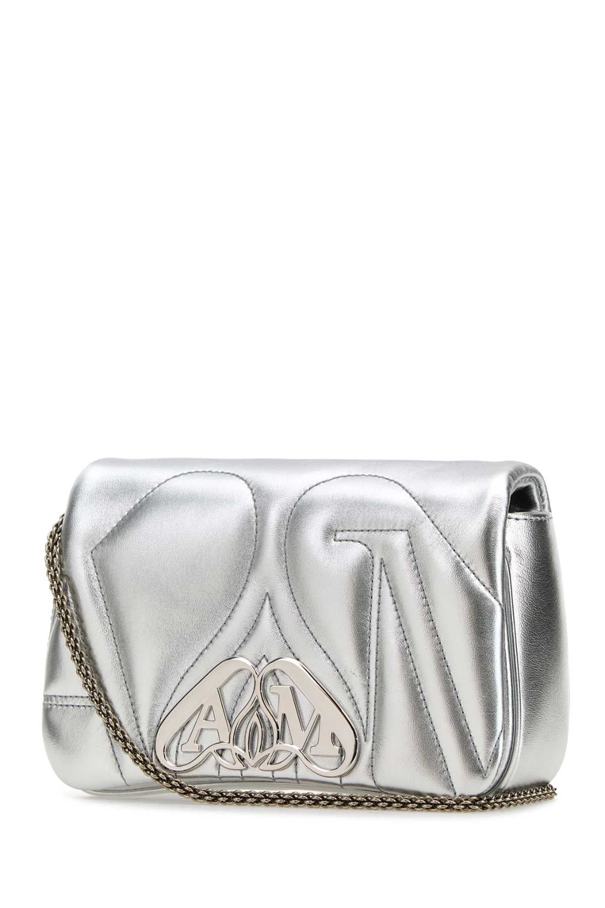 Alexander Mcqueen アレクサンダーマックイーンシルバーレザーミニシールクラッチ - Image 2