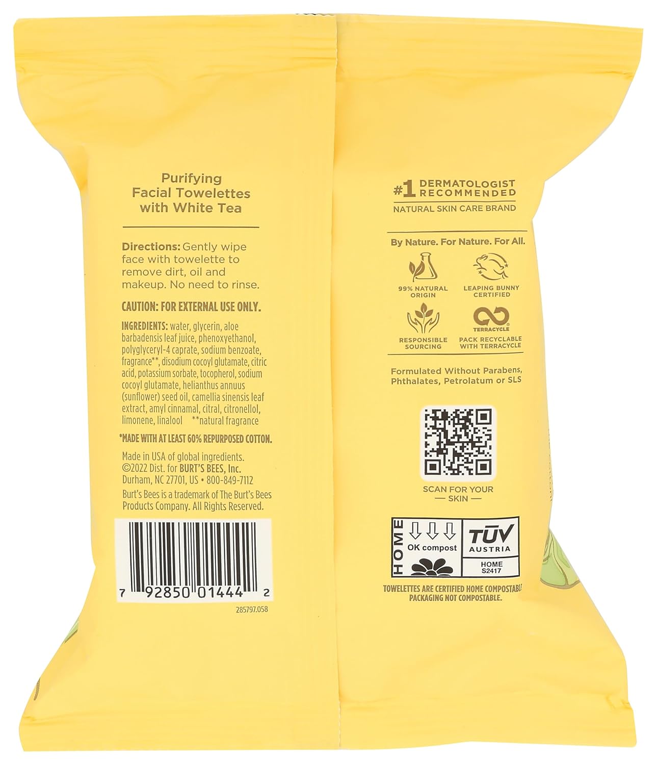 Burt's Bees - Toallero de limpieza facial