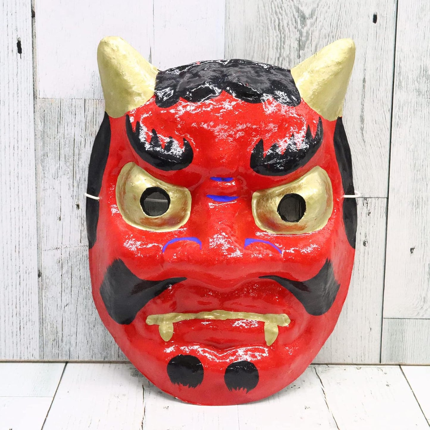 日本製 お面 赤鬼 張子 和紙 伝統工芸品 高級 手作り [節分 豆まき 厄除け お祭り コスプレ] 和紙 職人仕上げ