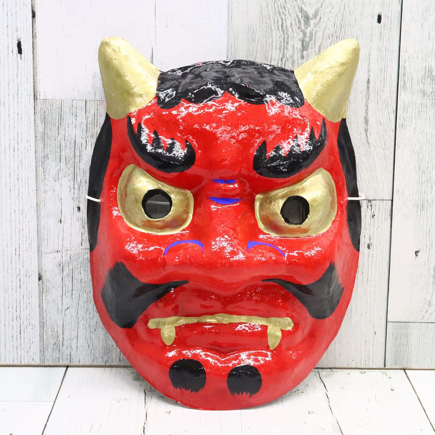 日本製 お面 赤鬼 張子 和紙 伝統工芸品 高級 手作り [節分 豆まき 厄除け お祭り コスプレ] 和紙 職人仕上げ