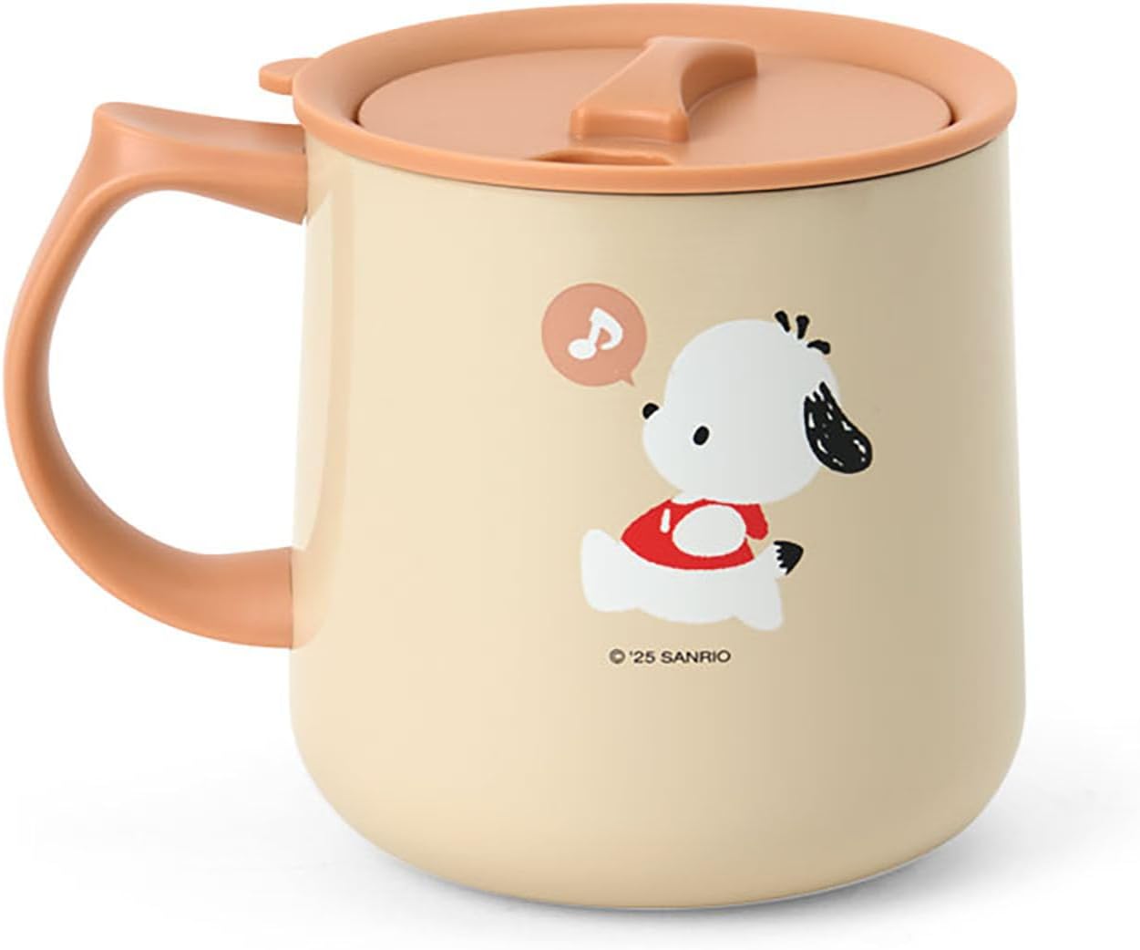 Sanrio 297127 Stainless Steel Mug with Lid, Pochacco Body: Stainless Steel Copper (Acrylic Resin Coating), Lid (Spout) Handle: Polypropylene, Gasket/Bottom: Silicone Rubber, For Both Heat and Cold