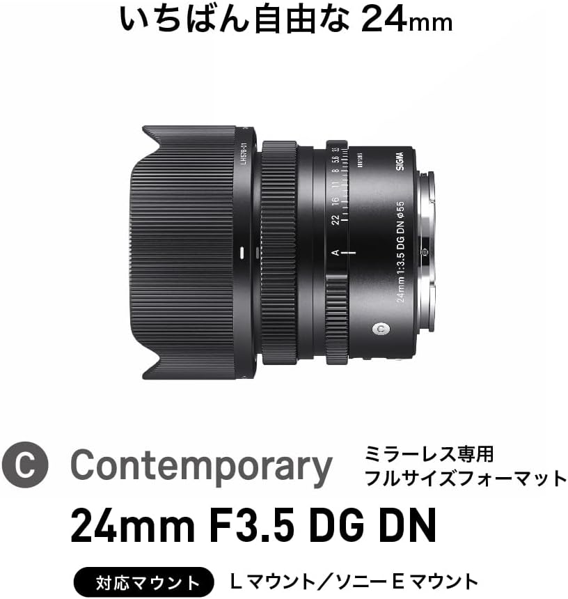 Sigma Sony E-Mount Lens 24mm F3.5 DG DN Monofocal Wide Angle Full Size Contemporary Mirrorless