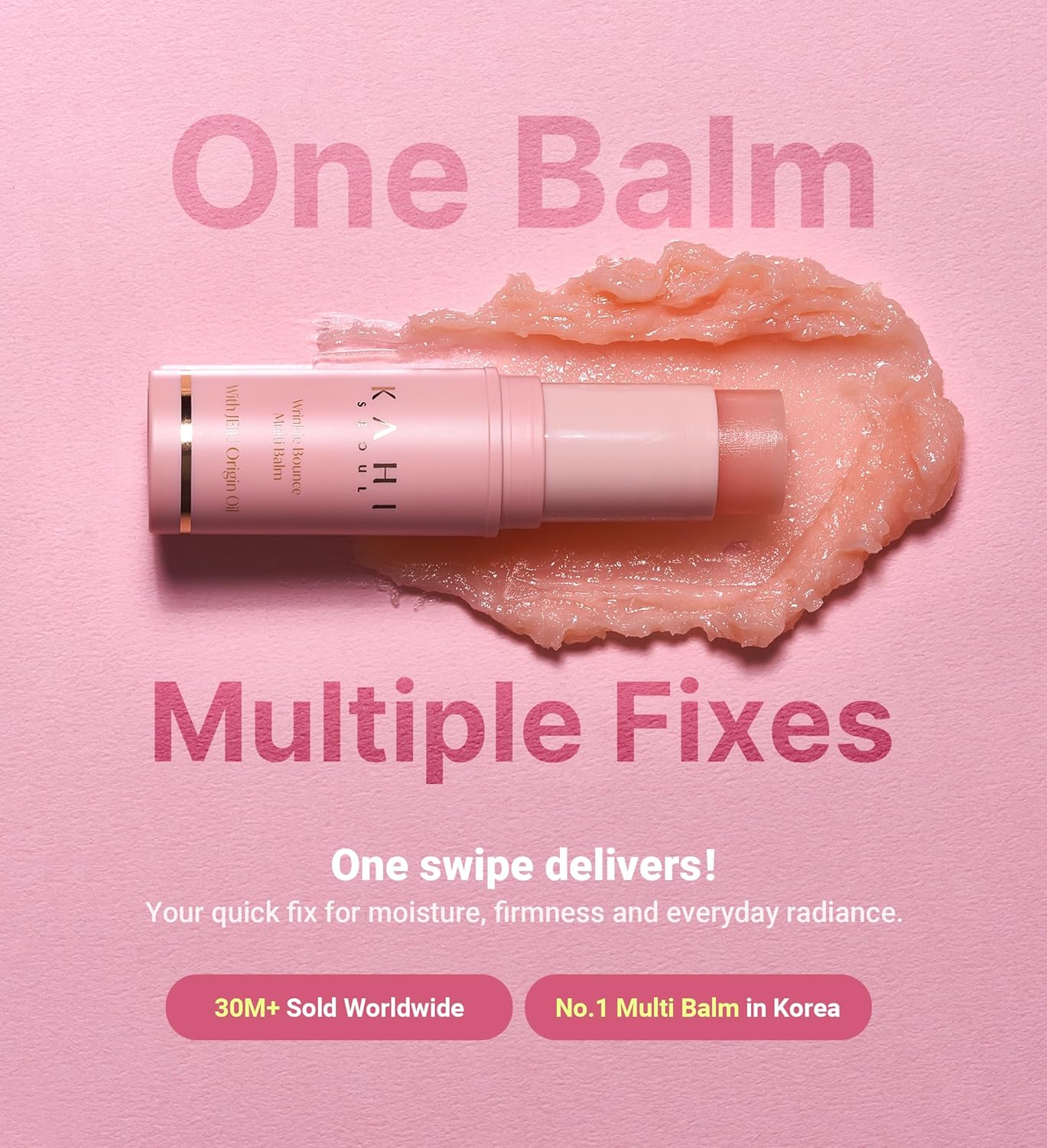 KAHI - Wrinkle Bounce Multi Balm, bálsamo hidratante todo en uno, crema para ojos, crema para el cuello, base de maquillaje y bálsamo hidratante facial en barra, edición Max Usage, 9 ml