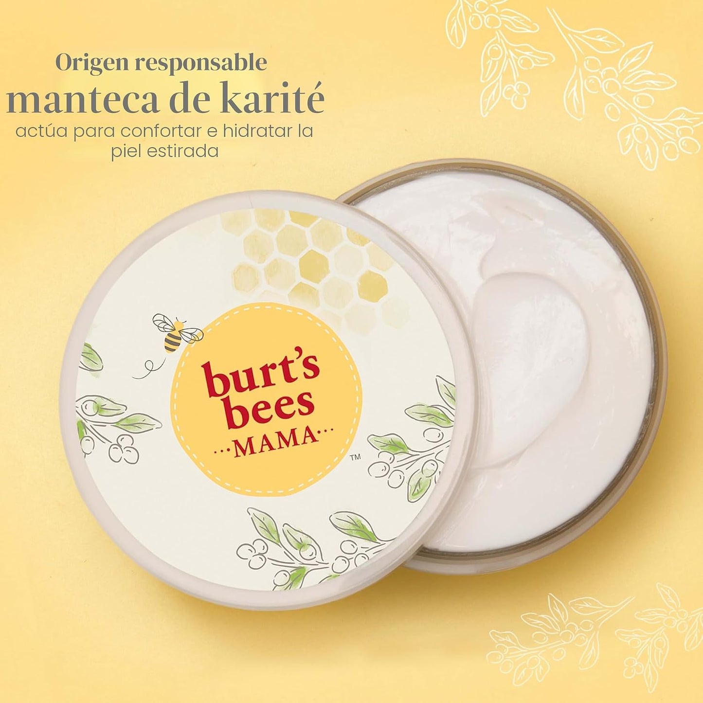 Crema Burt's Bees Mama Belly para el cuidado de la piel, loción de embarazo con manteca de karité y vitamina E, 99% natural, 6.5 onzas