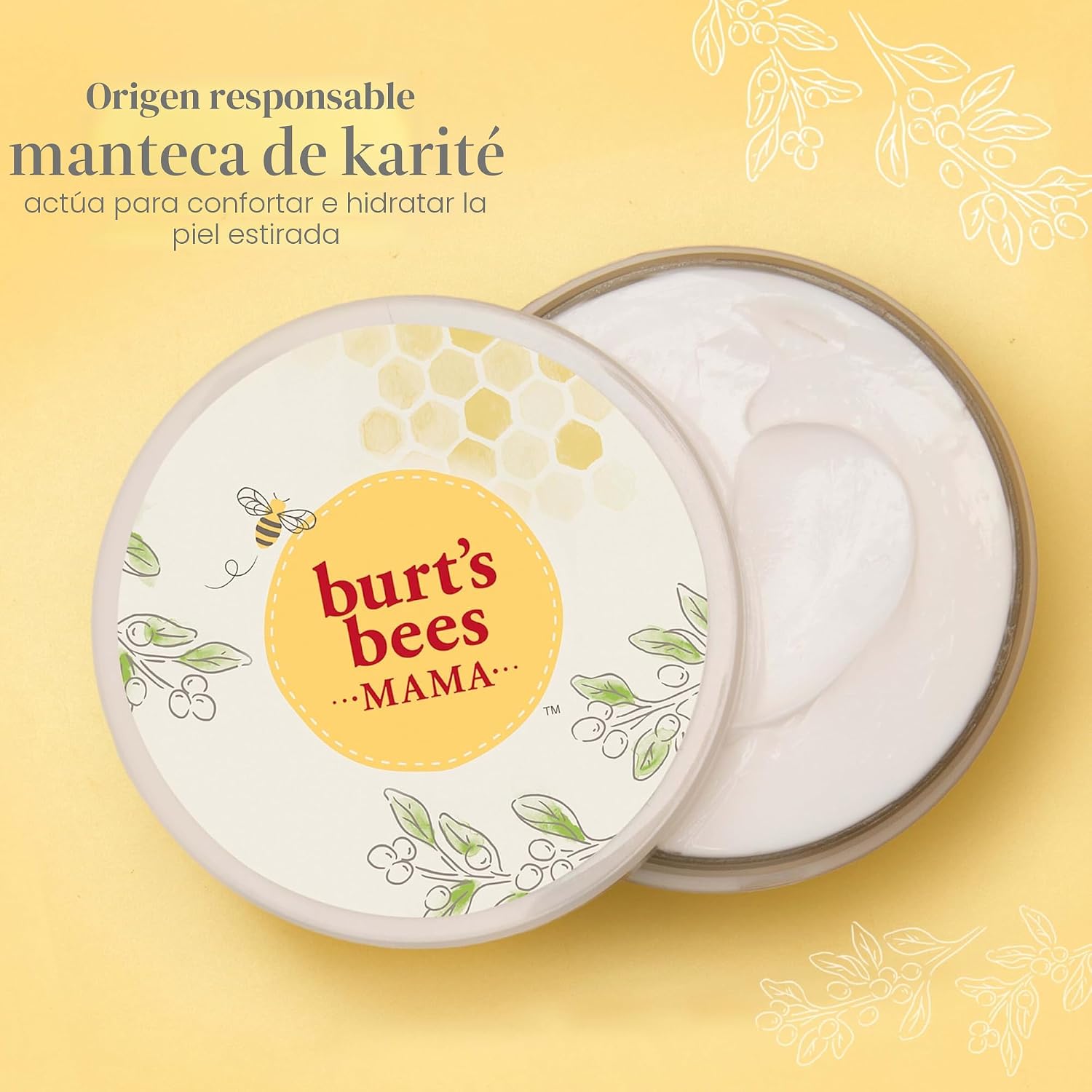 Crema Burt's Bees Mama Belly para el cuidado de la piel, loción de embarazo con manteca de karité y vitamina E, 99% natural, 6.5 onzas
