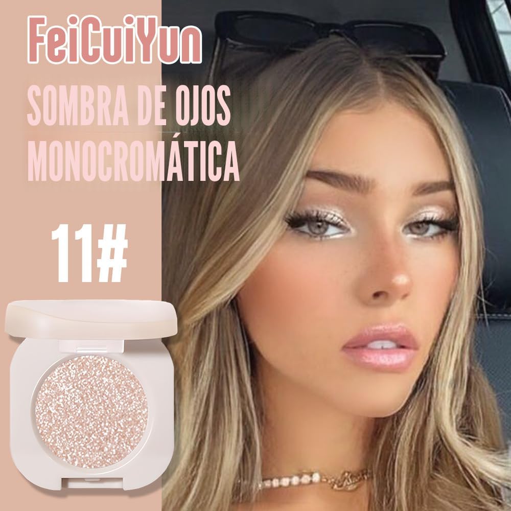 FeiCuiYun Paleta de sombras de ojos con brillo, purpurina y destello para mujeres mayores, blanco perla plateado con brillo, purpurina y efecto metálico holográfico, crema iridescente, sombra de ojos