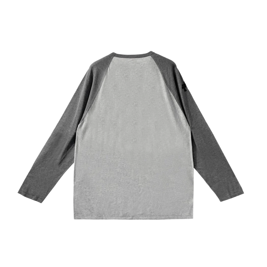 CHROME HEARTS '3 CROSS' GREY/DARK GREY SILK LONGSLEEVE TEE