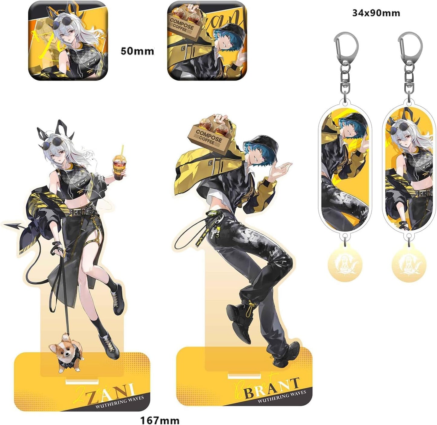 Naruo Goods Korean Collaboration Zanny Goods Naruo Brand Acrylic Stand Keychain Can Badge Lucky Bag Set Cute Game Anime Moe Goods Cosplay Accessories Birthday Present Gift (Total of 6 items) [Parallel