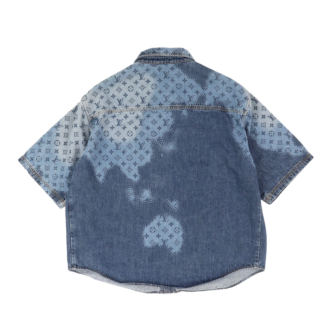 LOUIS VUITTON 'BLUE MAP MONOGRAM' DENIM BUTTON UP SHIRT