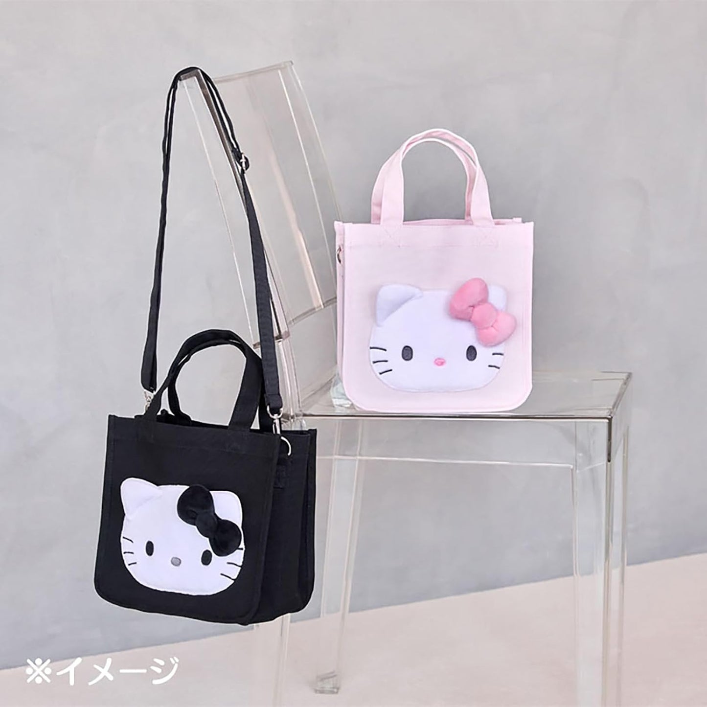 Sanrio 2-Way Mini Tote Bag (I Love Hello Kitty) Hello Kitty Black Cotton Polyester Steel Shoulder Bag for Ages 3 and Up 606421