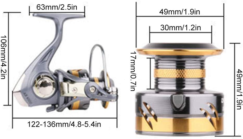 Spinning Reel Fishing Reel 2BB AR5000 Metal Fishing Gear Left/Right Interchangeable Adjustable for River, Lake, Sea, Reservoir