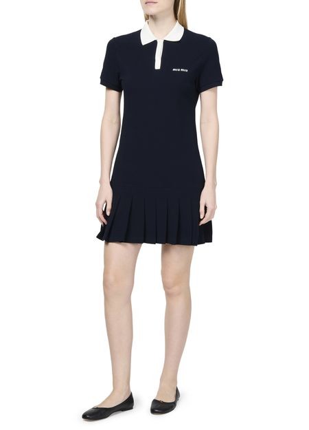 MIU MIU コットンピケ プリーツ ポロドレス - Image 2